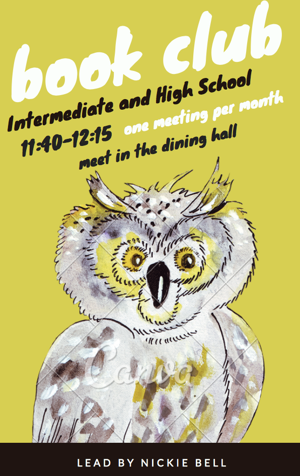 Intermediate and High School Book Club Flyer